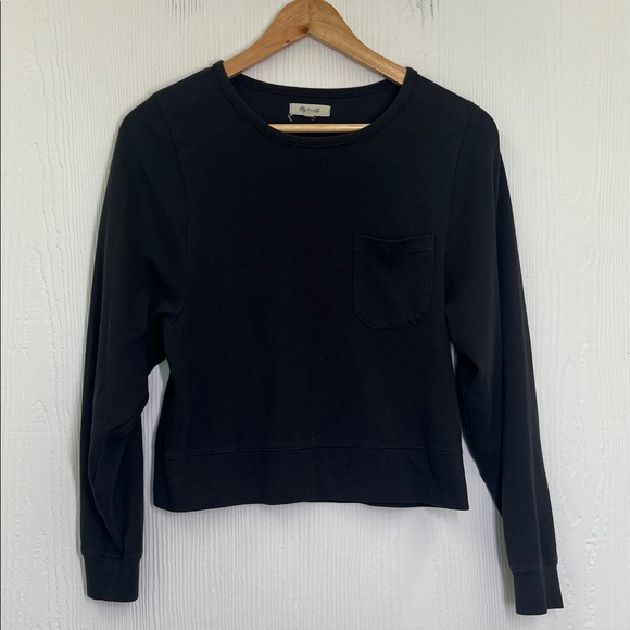 Madewell - Soft Fade Pocket Crewneck Long Sleeve Oversized Boxy Crop Size XS - Picture 7 of 9